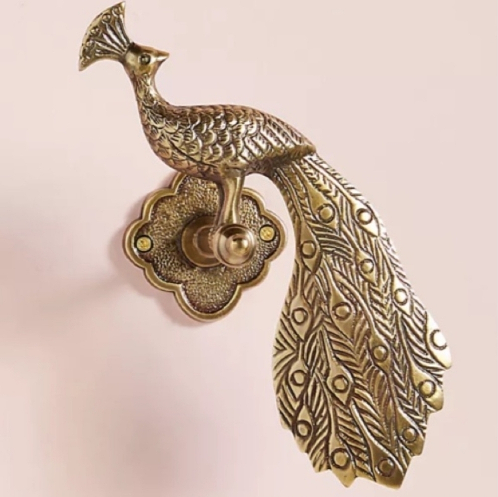 Anthropologie Ida Peacock Tieback Curtain Holder Right Side Antiqued Brass